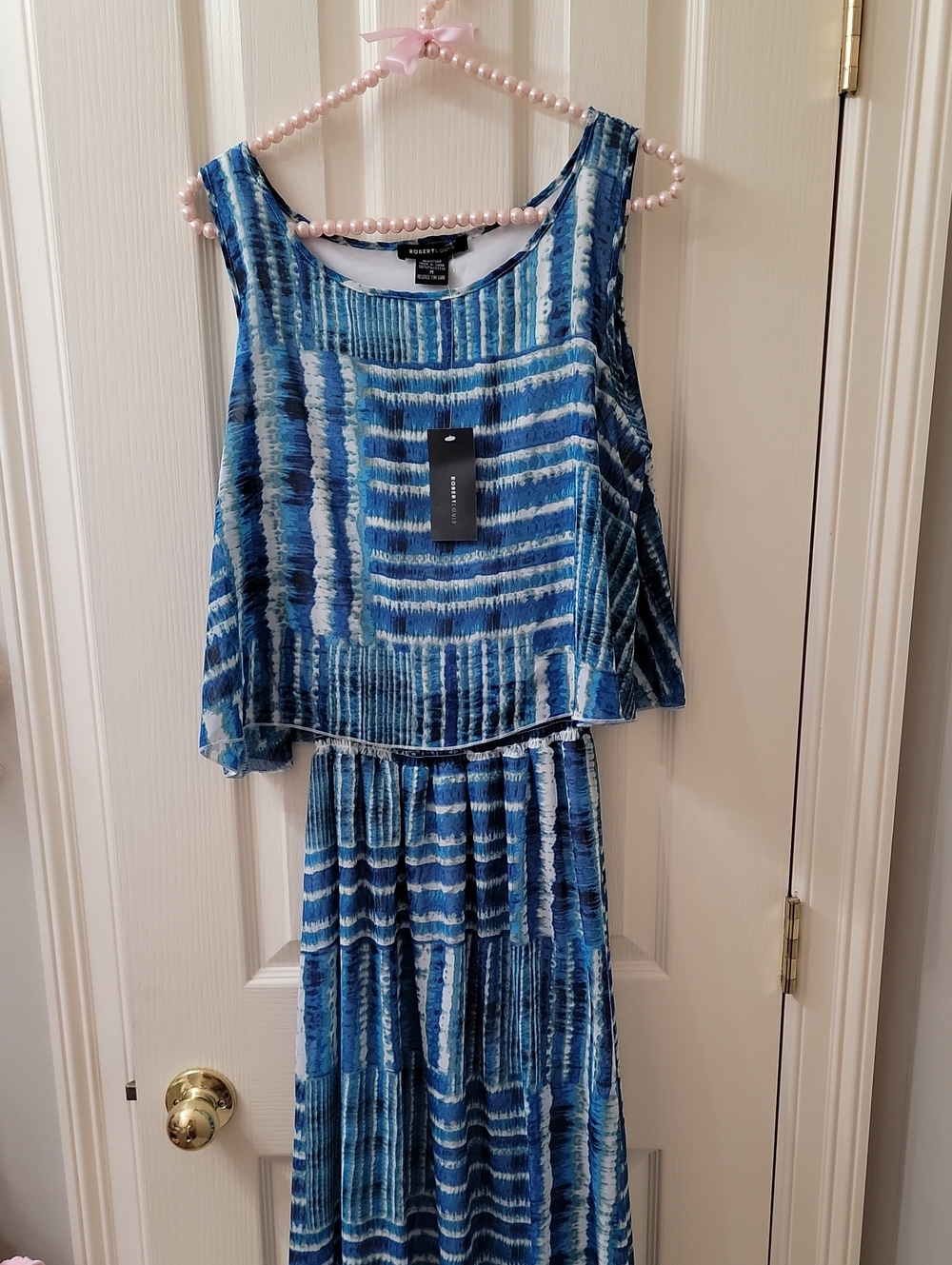 NWT Robert Louis Blue Striped Maxi Dress